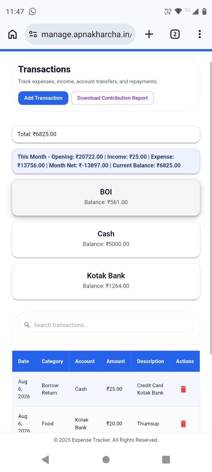 ApnaKharcha Budget Management